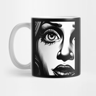 Pop art girl portrait in monochrome Mug